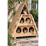 Reyo Sokak Hayvanları İçin 6 Bölmeli Kedi Barınağı, 100x90x55 cm Rüzgar ve Soğuğa Dayanıklı Ahşap Kedi Evi Kedi Yuvası CAT18