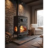 Reyo Stove Abant Üç Camlı Yan Kapak Fırınlı Döküm Şömine Soba Siyah