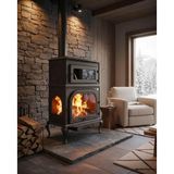 Reyo Stove Abant Üç Camlı Yan Kapak Fırınlı Döküm Şömine Soba