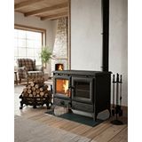Reyo Stove Halfeti Büyük Camlı Fırınlı Şömine Kuzine Soba Siyah