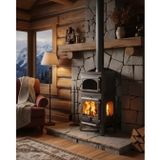 Reyo Stove Mengücek Üç Camlı Yan Kapak Fırınlı Döküm Şömine Soba