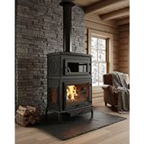 Reyo Stove Salda Üç Camlı Yan Kapak Fırınlı Döküm Şömine Soba Siyah