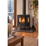 Reyo Stove Sisam Camlı Mini Döküm Soba Siyah
