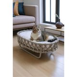 Reyo Tasaryum El Örgüsü Kedi Evi Yumuşak Kedi Yataklı Kedi Yuvası Gri