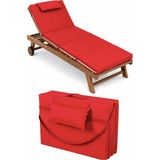 Reyo Taşınabilir Katlanır Plaj Havuz Minderi, Şezlong Minderi Kamp Yatağı 4 cm Kırmızı - 180 x 60
