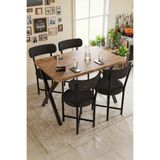 Reyo Teddy 110x70 cm Masa Takımı 4 Sandalyeli Modern Mutfak Balkon Kafe Yemek Masası Seti Atlantik Çam - Antrasit 9881