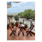Reyo Wood Premium 2+1 Ahşap Bistro Masa Sandalye Seti, Dişbudak Ağacı, Kahve, Modern İskandinav, Balkon ve Bahçe için, 50x50 cm Masa