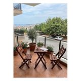 Reyo Wood Premium 2+1 Ahşap Bistro Masa Sandalye Seti, Dişbudak Ağacı, Kahve, Modern İskandinav, Balkon ve Bahçe için, 50x50 cm Masa