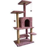 Reyo Y01 Salıncaklı Yuvalı Lüx Kedi Tırmalama Oyun Evi Gül Kurusu