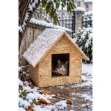 Reyo Yetişkin Kedi Evi, 50x50x35 cm, Rüzgar ve Soğuğa Dayanıklı Ahşap Kedi Evi Kedi Yuvası CAT45
