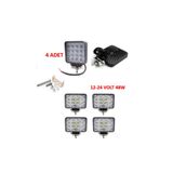 reyoto 4 Adet Off Road Beyaz Işık Sis Farı Lambası 16 Led Kare 12-24v 48 Watt