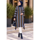 Reys Store Kadın Çizgili Triko Panço Tunik