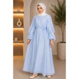Reys Store Kadın Kolları Fırfırlı Kuşaklı Tesettür Elbise
