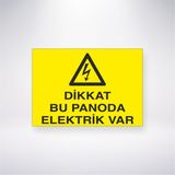 Reysa Tasarım Dikkat Bu Panoda Elektrik Var 21X30 cm Yapışkanlı Levha