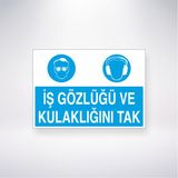 Reysa Tasarım İş Gözlüğü ve Kulaklığını Tak 21X30 cm Yapışkanlı Levha