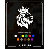 Reysa Tasarım Kral Taçlı Aslan Sticker 17x17 Cm Beyaz