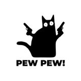 Reysa Tasarım Pew Pew Kedi Sticker 17x17 Cm Siyah