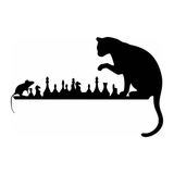 Reysa Tasarım Satranç Oynayan Kedi Fare Duvar Sticker Siyah 21X14 cm