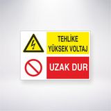 Reysa Tasarım Tehlike Yüksek Voltaj Uzak Dur 21X30 cm Yapışkanlı Levha