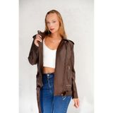 Reysamoda Reysa moda Kadın Oversize Biker Deri Ceket