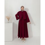 RFK Butik Kadın Fitilli Yelek Jile Elbise Takım - Bordo - S - M