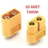 Rfkumanda-Xt60 Batarya Konnektör Dişi Erkek Takım Soket Lipo -10 Adet Takım