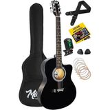 RG-540BK Kaliteli Kesik Kasa Siyah 40 Inç Akustik Gitar Seti 4/4 Yetişkin