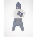 RG Brand Bebek 'OXO' Baskılı 4'lü Set - Pantolon / Uzun Kollu Body / Şapka / Tulum Set_RG226 - 2 - 3 Yaş - Gri