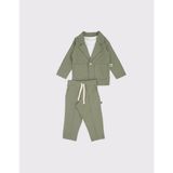 RG Brand Erkek Bebek %100 Keten Kumaş Takım Elbis, 3'lü Takım_RG327 - 9 - 12 Ay - Regular Fit - Haki