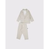 RG Brand Erkek Bebek %100 Keten Kumaş Takım Elbis, 3'lü Takım_RG327 - 9 - 12 Ay - Regular Fit - Taş