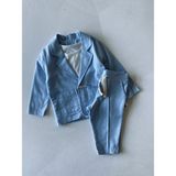 RG Brand Erkek Bebek %100 Keten Kumaş Takım Elbise, 3'lü Takım_RG327 - Mavi - 2 Yaş - Regular Fit