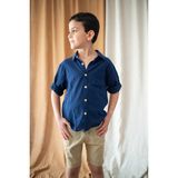 RG Brand Erkek Çocuk %100 Organik Pamuklu, Rahat Kesim, Uzun Kollu Gömlek_RG1567 - Lacivert - 5 - 6 Yaş