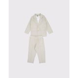 RG Brand Erkek Çocuk Doğal Keten Kumaş, Pantolon, Tişört, Ceket 3'lü Takım Elbise_RG1465 - 7 - 8 Yaş - Taş
