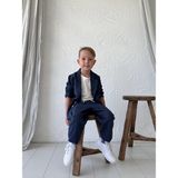 RG Brand Erkek Çocuk Doğal Keten Kumaş, Pantolon, Tişört, Ceket 3'lü Takım Elbise_RG1465 - Lacivert - 3 - 4 Yaş