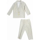 RG Brand Genç Erkek %100 Keten Kumaş Takım Elbise, 3'lü Takım_RG3361 - 9 - 10 Yaş - Regular Fit - Taş