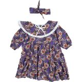 Rg Brand Kız Çocuk Çiçek Desenli Fırfırlı Yaka Elbise - 7 - 8 Yaş - Mor