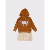 RG Brand Kız Çocuk Kapüşonlu Sweat ve Etek Detaylı Elbise_RG1499 - 3 - 4 Yaş - Kiremit