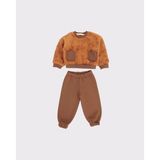 RG Brand Kız / Erkek Bebek Cep Detaylı Peluş Sweatshirt - Eşofman 2'li Takım_RG356 - Kahverengi - 3 - 4 Yaş
