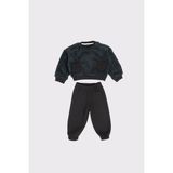 RG Brand Kız / Erkek Bebek Cep Detaylı Peluş Sweatshirt - Eşofman 2'li Takım_RG356 - Siyah - 18 - 24 Ay