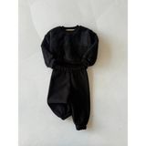 RG Brand Kız / Erkek Bebek Cep Detaylı Peluş Sweatshirt - Eşofman 2'li Takım_RG356 - Siyah - 6 - 9 Ay