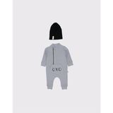 RG Brand OXO Baskılı Bebek Tulumu Kısa Kol Gri Renk Yumuşak Kumaş ve Sevimli Bere - 2 - 3 Yaş