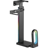 Rgb Aydınlatmalı Kolay Kurulum Masa Altı-Duvar Destekli Siyah Kasa Tutucu (CPB-26R) - Çok Renkli