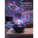 Rgb Bluetooth Disko Lambası Dahili Hoparlörlü Müzikli Parti Işığı Usb Ve Tf Kartlı