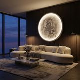RGB Bluetooth LED Ay Gezegen Tablo, Akıllı Işıklı Beyaz Ahşap Çerçeve Duvar Dekoru, Müzikle Senkron LED Aydınlatma, El Yapımı MDF Dekoratif Tablo (Santimetre, 80, Santimetre, 80)