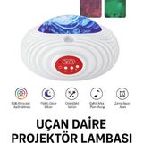 Rgb Işık Efektli Ufo Tasarım Yıldızlı Gece Projektör Lamba – Bluetooth Hoparlörlü - Beyaz