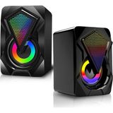 Rgb Işıklı Gaming Pc Bilgisayar Hoparlörü 1 + 1 Speaker X2