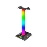 RGB Işıklı Kulaklık Standı, USB Hub Destekli, Dokunmatik Kontrol, Çift USB Port, Kaymaz Taban, Oyun ve Ofis Masası Aksesuarı