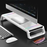 Rgb Işıklı Laptop Sehpası ve Mönitör Standı, 4 USB Hub, Telefon Tutuculu - Ahşap - Seçenek 1