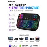 Rgb Işıklı Mini Kablosuz Klavye Touchpad Combo, Bluetooth ve 2.4g Smart Tv Kumandası - 12,5 inç