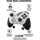Rgb Işıklı Switch/ps3/ps4/android/ios Mfi/pc/steam Uyumlu Kablosuz Bluetooth Gamepad - Beyaz